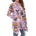 thumbnail image 6 of Lutiedan Halloween Cardigan for Women Pumpkin Cat Scary Graphic Cardigan Long Sleeve Open Front Knitted Sweater Coat,Gray, 6 of 7