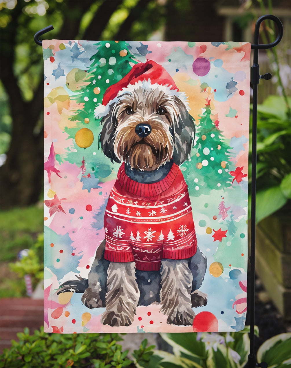 Wirehaired Pointing Griffon Christmas Garden Flag 11.25 in x 15.5 in