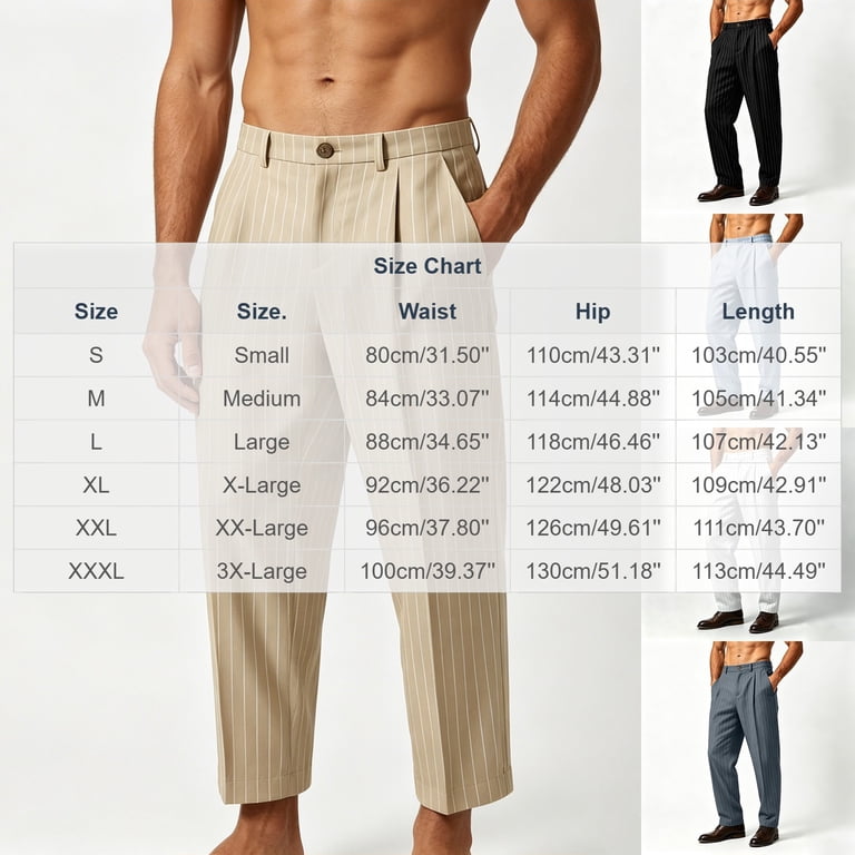 Xdegoge Wide Leg Dress Pants Men Pleated Striped Relaxed Fit