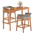 thumbnail image 2 of Costway 3 PCS Patio Counter Height Bar Set with 2 Cushioned Barstools Curved Rattan Back, 2 of 8