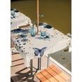 thumbnail image 2 of Outdoor Tablecloth with Umbrella Hole for Patio/Picnic/Party/Camping, Weeping Blue Floral Waterproof Table Cloth Square Cover Washable, Spring Butterflies Flowers Linen (60"x 60"), 2 of 8