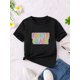 thumbnail image 1 of Girls' Casual Short Sleeve T-Shirt - Vibrant Fourth Grade Graphic Print, Loose Fit Round Neck Summer Top with Geometric Pattern, Breathable Knit Fabric for School & Play, Playful Youngsters' Appa, 1 of 7