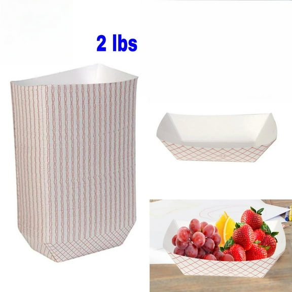 50 Pieces (2 Lb) Paper Food Tray Boat Disposable Serving Trays for Food, Condiment, Snack