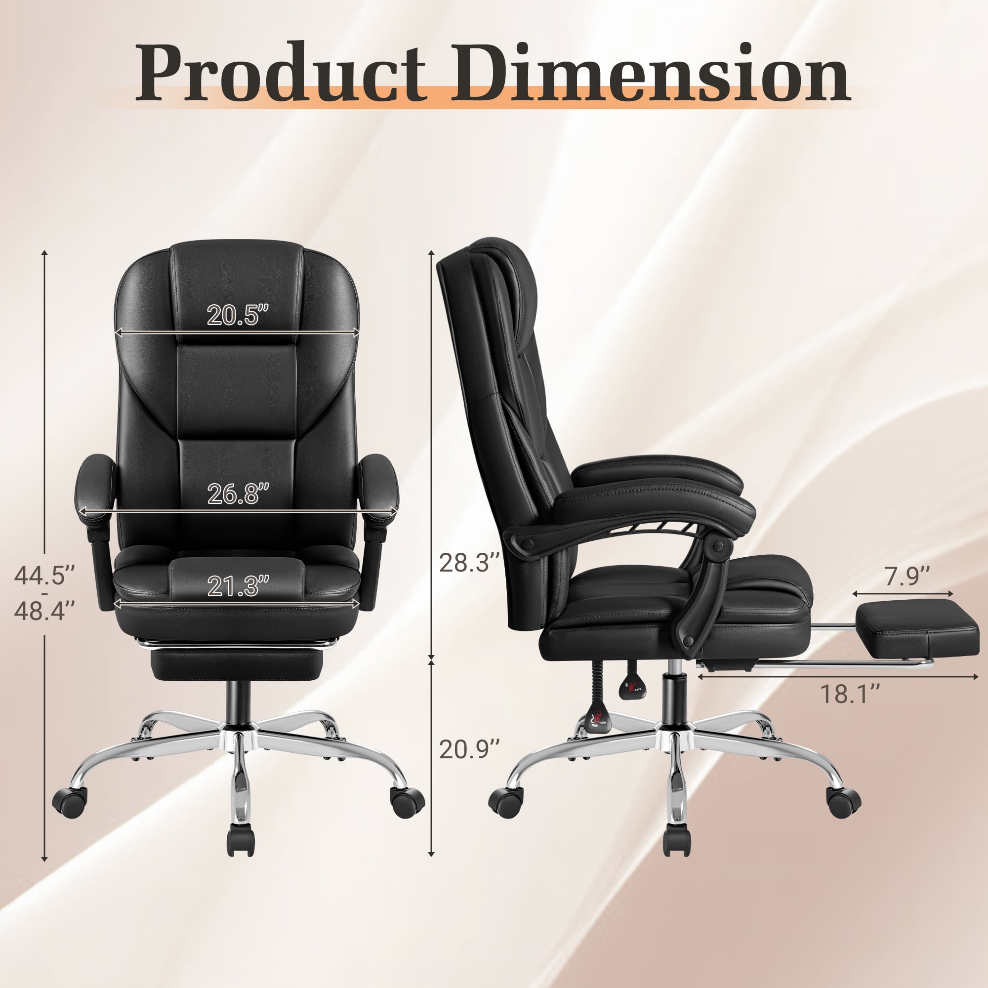 Homall Massage Office Chair Reclining Computer Chair Ergonomic Executive Leather Chair Support 8 Hours Heavy Duty Design,Black