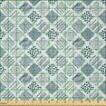 thumbnail image 2 of Ambesonne Indigo Fabric by the Yard Microfiber, Square Shaped Lines Dots, 10 Yards, Indigo, 2 of 2