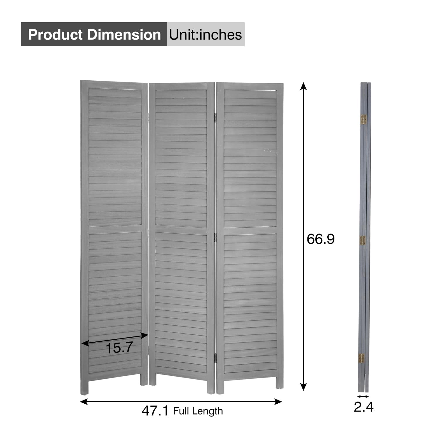 YRLLENSDAN Room Dividers and Folding Privacy Screens, Wall Divider for Living Room, Freestanding Indoor Room Divider for Room Separation, Gray 3 Panels