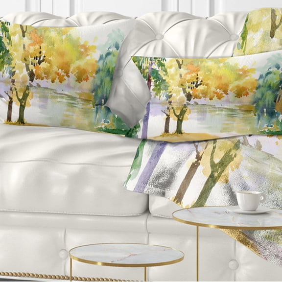 Designart 12" x 20" Multi-color Polyester Throw Pillow