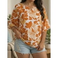 thumbnail image 5 of Oryer Womens Plus Size Tops V Neck 3/4 Bell Sleeve Womens Blouse, Trendy Tunic Summer Shirts for Women 1X-5X, 5 of 7