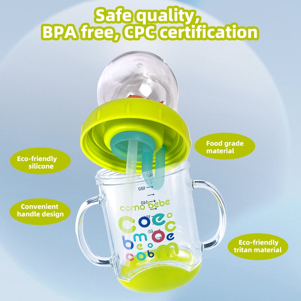 Sippy Cup with Straw Spill Proof Weighted Straw Cup for Toddlers with Handles Whale Squirt Water Cup for Baby Drinking Tritan Water Bottle BPA Free Trainer Sippy Cups for 1+ Year Old(7.7oz)