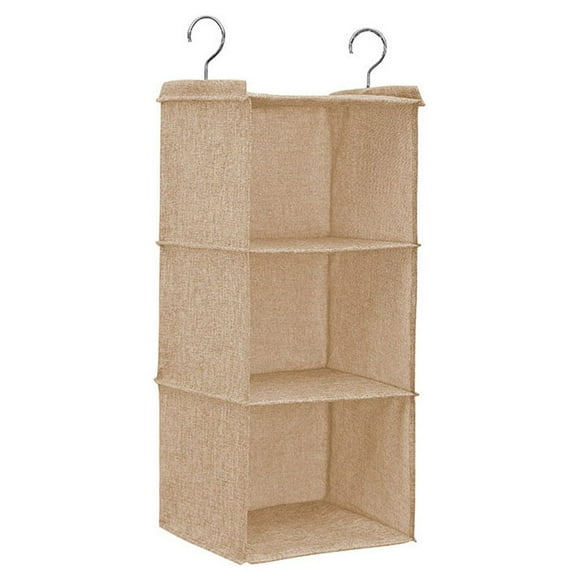Organizador de ropa colgante Toystoory de lino y algodón estante plegable 3 capas Beige