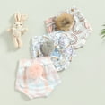 thumbnail image 6 of Douhoow Baby Girls Easter Shorts Cartoon Rabbit/Plaid Print Pompoms Tail Shorts, 6 of 8