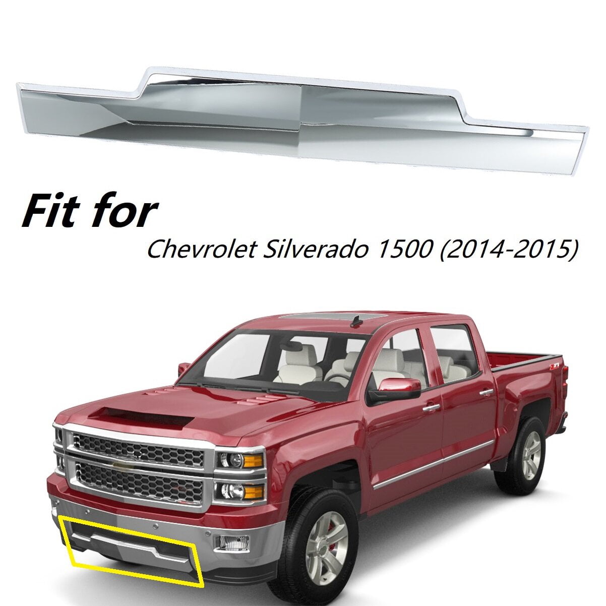 KUAFU Front Bumper Skid Plate For 2014-2015 Chevy Silverado 1500 & 2015 Cadillac Escalade