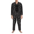 thumbnail image 3 of Naloa Black Spider On Web 1 Men’s Pajamas Set - Long Sleeve Button Down Sleep Shirt and Pajama Bottoms Sleepwear Set-Large, 3 of 7