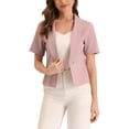 thumbnail image 1 of INSPIRE CHIC Cardigan Décontracté pour Femme à Col Châle, Ouvert à L'Avant, Manches Courtes, Veston de Travail/bureau, L Gris Rose, 1 of 6