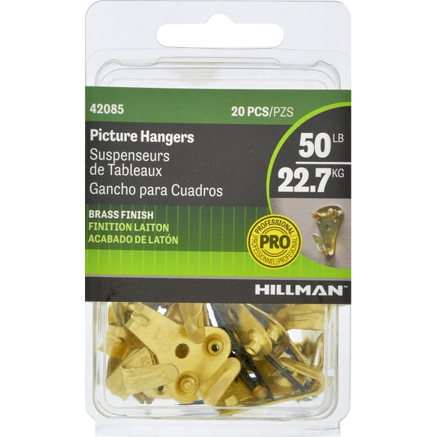 Colgador de fotos Hillman 42085 Classic de latón, 22,7 kg, paquete de 20