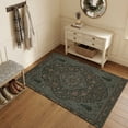 thumbnail image 3 of Area Rugs 4'x6'. Green Black Boho Carpet Runner Indoor Outdoor Rugs Home Decor Aesthetic, Retro Ethnic Tribe Abstract Art Non Slip Mats Washable Accent Rug for Living Room Bedroom, 3 of 8