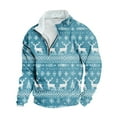 thumbnail image 2 of EchfiProm Mens Fleece Sweatshirts Christmas Greflying Mock Neck Graphic Trendy Xmas Shirts for Men Zipper S, 2 of 3