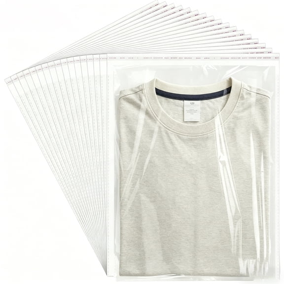 100PCS Self Sealing Cellophane Bags 9 x 12 inch Clear Plastic Shirt Packaging Bags for Clothing Shirts Gifts