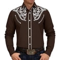 thumbnail image 4 of Conairie Men's Western Cowboy Shirts Long Sleeve Embroidered Shirts Slim Fit Casual Button Down Shirt with Pockets Brown L, 4 of 4