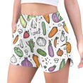 thumbnail image 2 of FORMRS Womens Swim Shorts Mesh Liner Quick Dry Casual Beach Board Bottom with Pockets, Sizes S-2XL, Purple Vegetables Pattern, 2 of 8