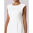 thumbnail image 4 of DARING DIVA Pleated Neck Pencil Sheath Dress L White, 4 of 6