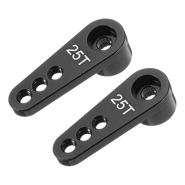 Brazo de servo de dirección de aleación de aluminio 25T negro para coche/barco/avión RC Accesorios 2 Pcs