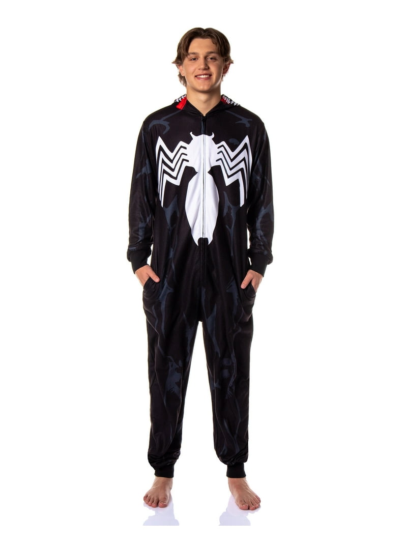 Marvel Costume Venom Union Suit Adult One Piece Hooded Pajamas