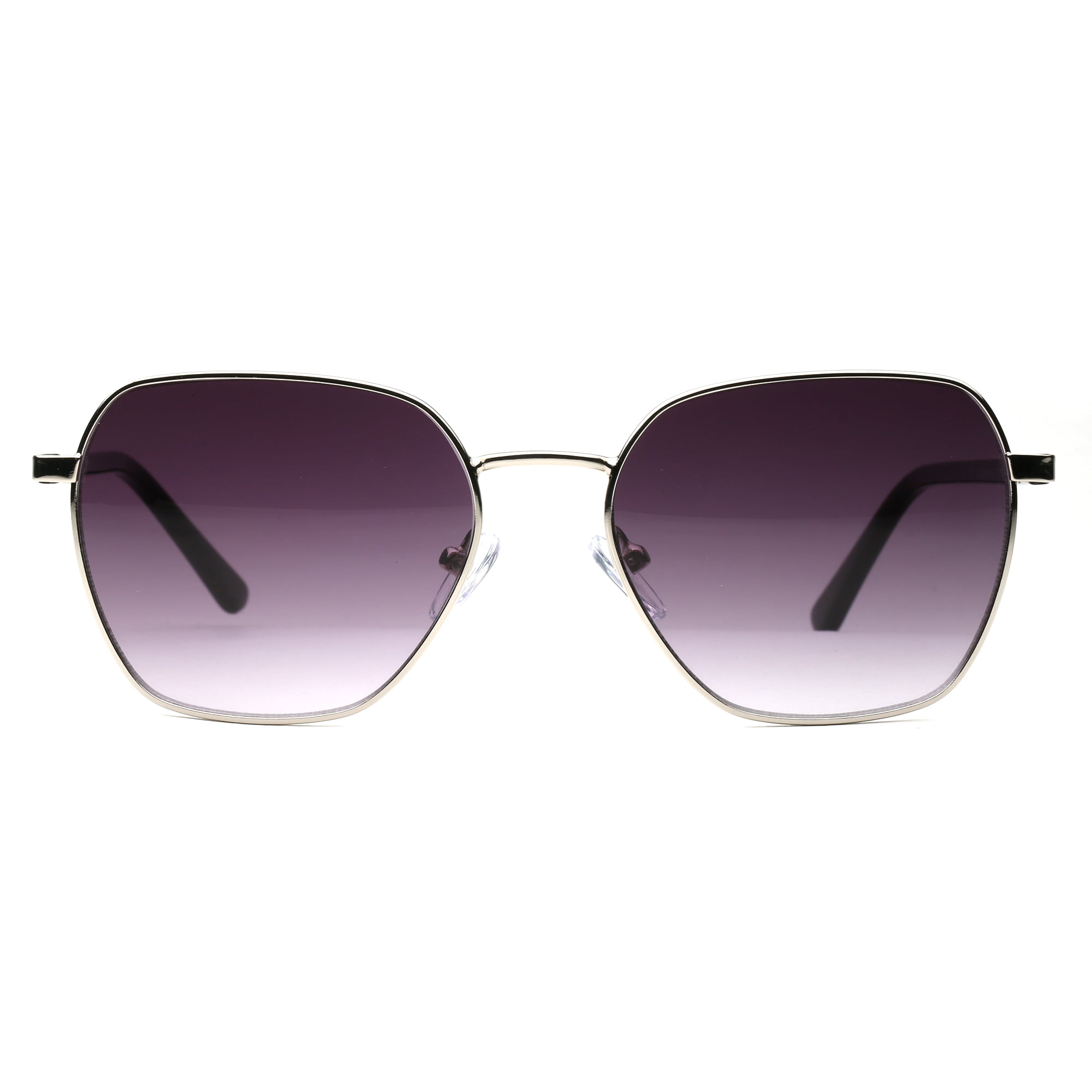 Silver Geometric Square Sunglasses for Women Men, UV Protection 53