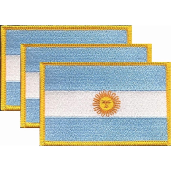 Argentina Flag Patch, Embroidered Iron On or Sew On, Measures 3.50" x 2.25"
