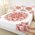 thumbnail image 3 of jejeloiu Vintage Hippie Boho Full Size Sheets,Bohemian Aesthetic Paisley Bed Sheets,White Red Sheet Sets For Girl Boys,Microfiber Bedroom Decor,4-Piece, 3 of 7