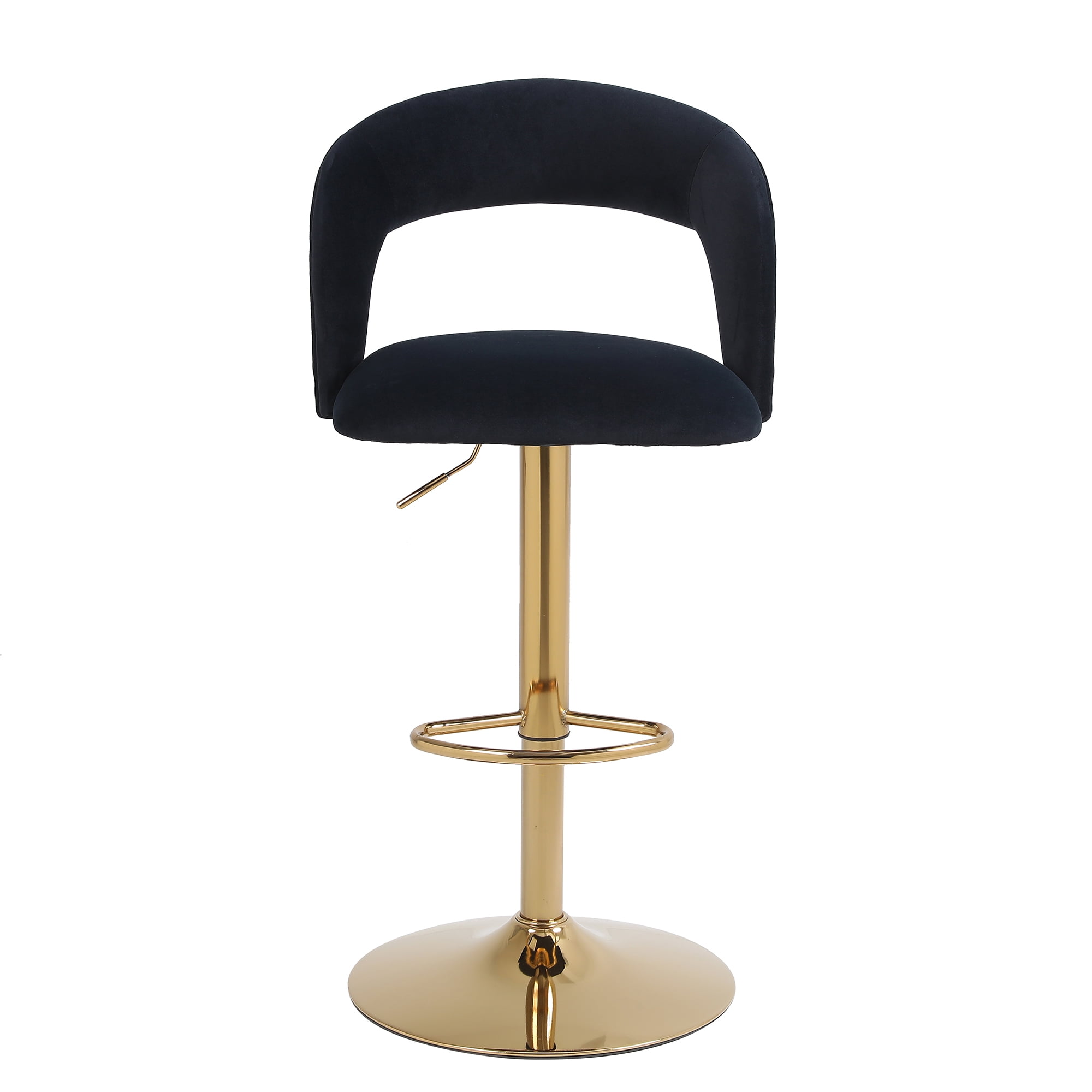Kadyn Adjustable Tufted Swivel Bar Stool with Back& Footrest for Home, Black, Set of 2