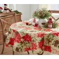 thumbnail image 7 of Christmas Majestic Winter Poinsettia Floral 70 inch Round Vinyl Flannel Back Dining Tablecloth, 7 of 7