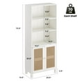 thumbnail image 6 of CQSXDA Tall Bookcase With Rattan Doors, Natural Wood Finish, 5 Tier Storage Solution For Library And Home Office Decor, 6 of 8