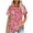 Red, variant on Raeneomay Short Sleeve Tunic Tops Fit Pleated Blouse Shirts Fashionable Women's Casual Short Sleeved Loose Round Neck Printed Top