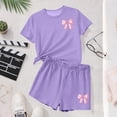 thumbnail image 3 of Favoffer Big Kid Girls Set Summer Print Crewneck Short Sleeve Top Elastic Waist Shorts Two Piece Casual Outfit Soft Comfortable Daily Home Outdoor Play Sizes 3-14Y, 3 of 6
