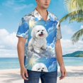 thumbnail image 3 of Honeii Cute Cloud Bichon Frise Print Men’s Hawaiian Shirt,Classic Button-Down Short Sleeve Shirt, for Beach, Vacation, and Outdoor Activities,3X-Large, 3 of 7