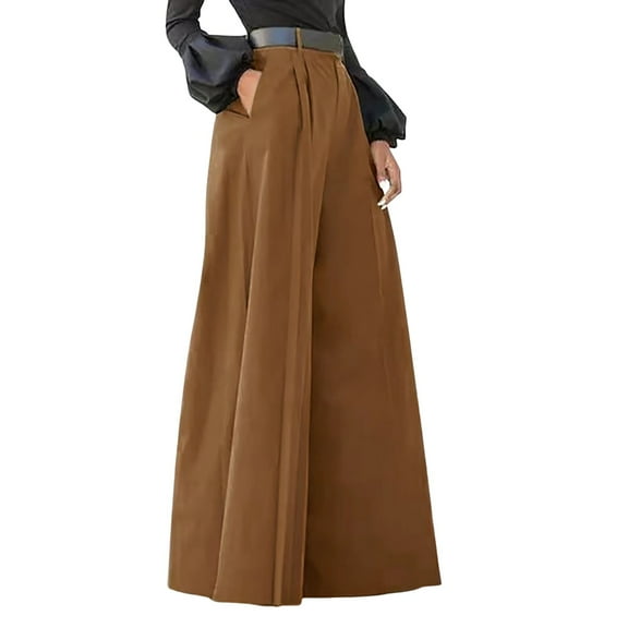 Lixiuxyad Stretchy Work Dress Pants For Women Palazzo Pants Summer Printed Cropped Cotton Linen Comfy Baggy Trousers With Pockets Elegant Party High Waist Wide Leg Trousers Flared Pants Brown