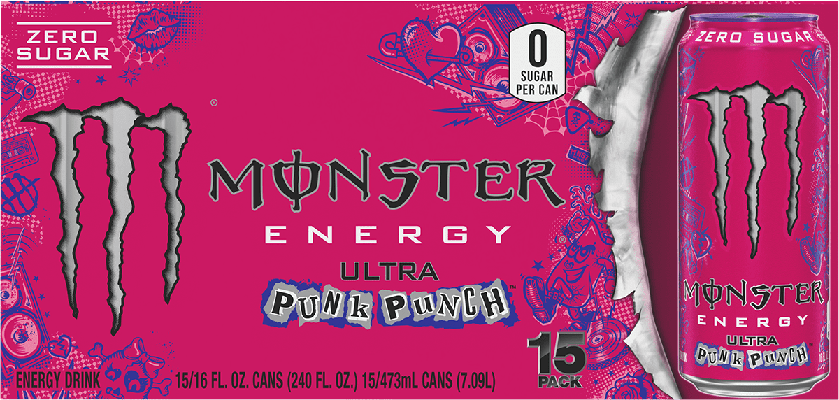 Monster Ultra, Punk Punch, Sugar Free Energy Drink, 15 Pack - 16 Fl Oz