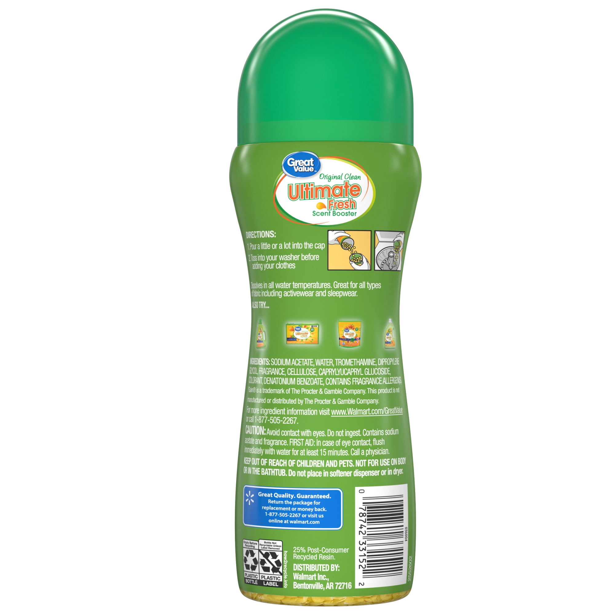 Great Value Ultimate Fresh in-Wash Laundry Scent Booster Beads, Original Clean, 14.8 oz, Compare to Gain®