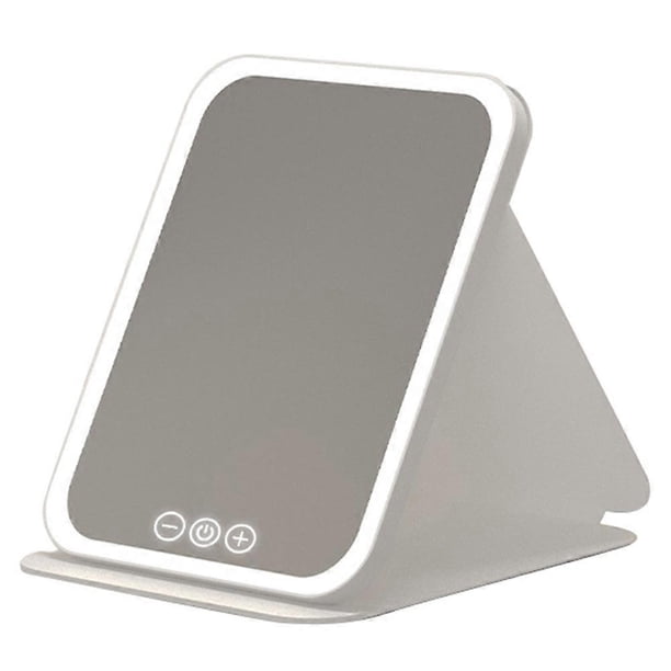 806 Touch Control 3 Colors Dimmable Foldable LED Vanity Mirror Rechargeable Travel Makeup Mirror, Si