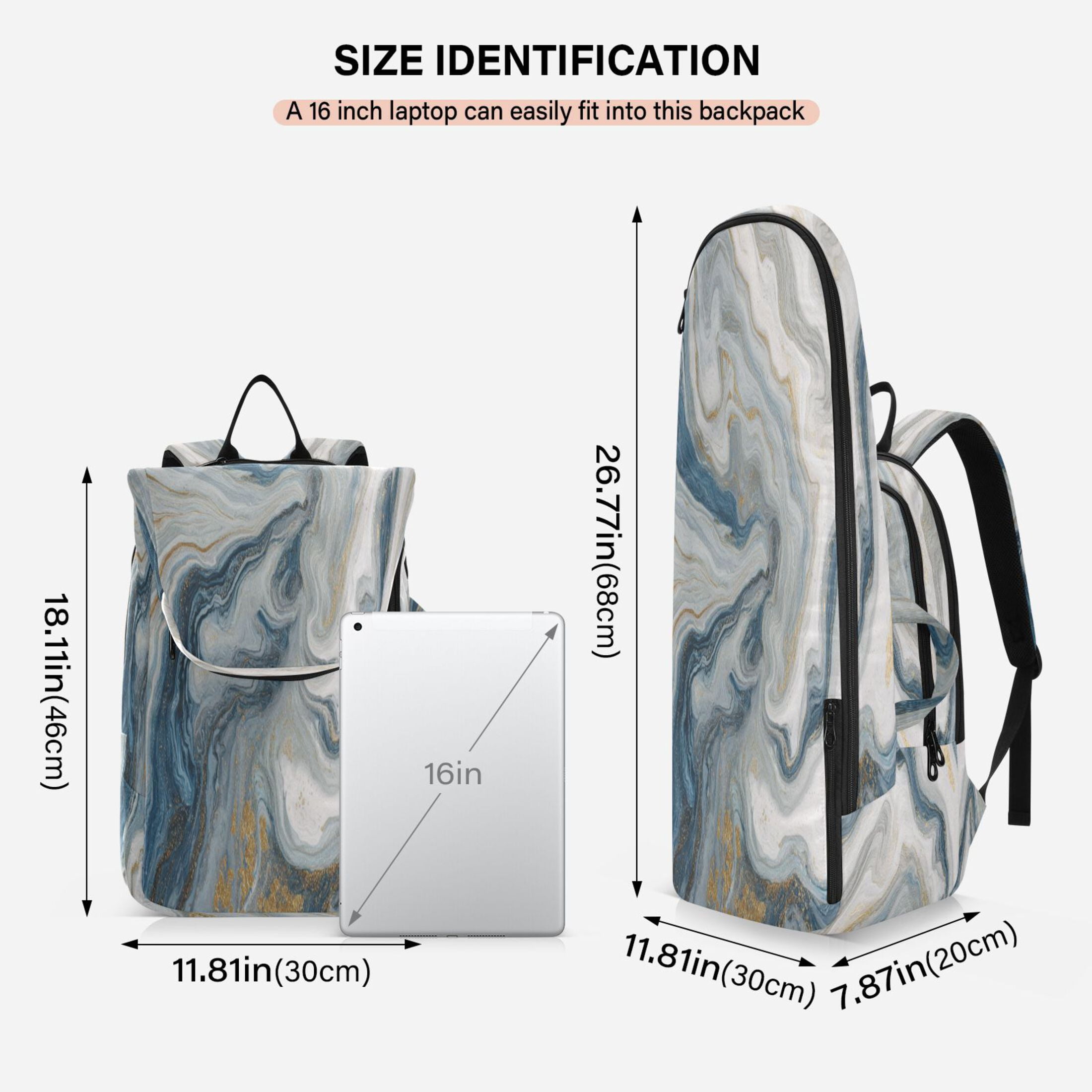 2 Racquet Holder Tennis Backpack Tennis Racket Covers Gym Bags Gray Marble