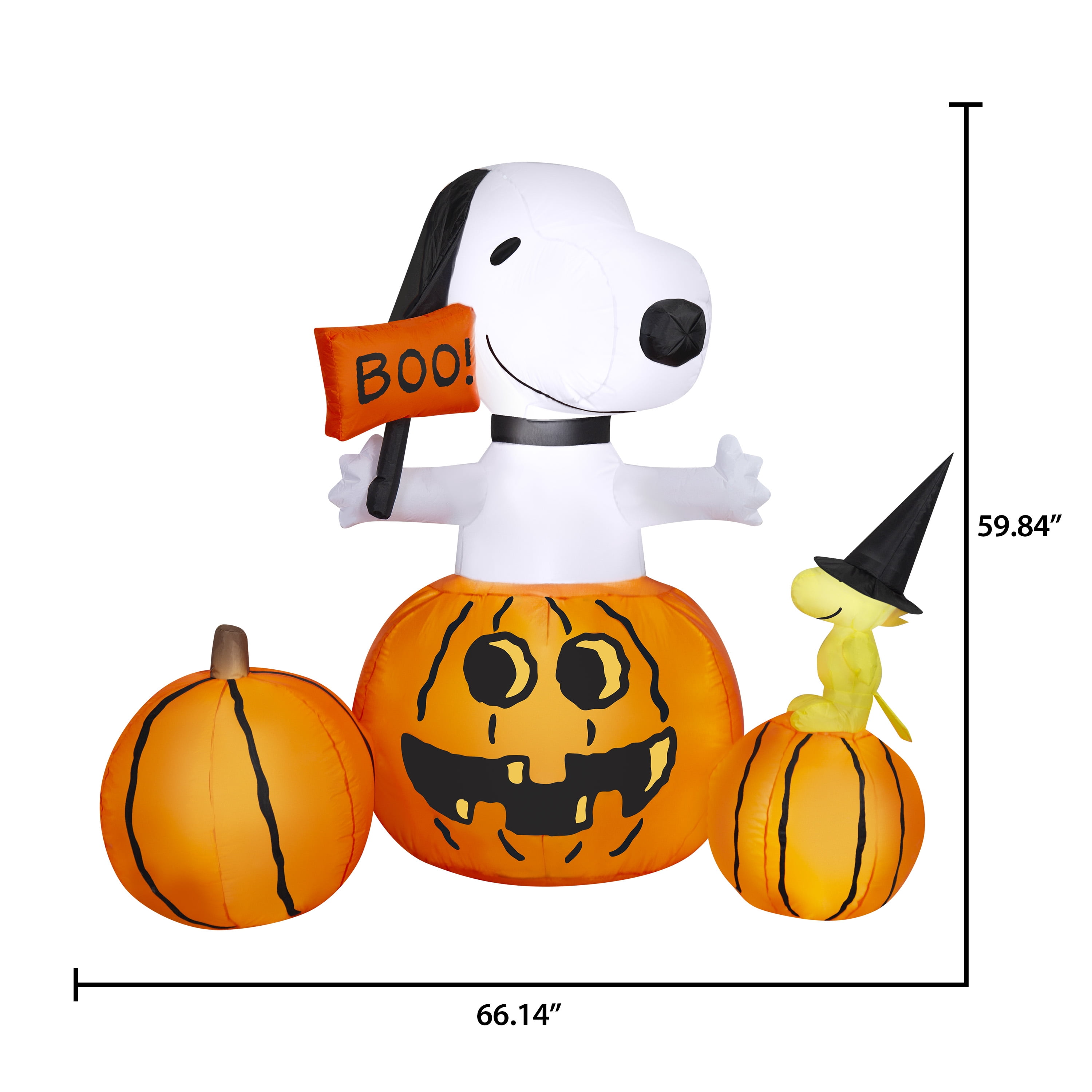 Airblown Halloween Yard Inflatable with Snoopy and Woodstock in Pumpkin Patch Scene Peanuts 5 ft