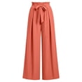 thumbnail image 5 of Cagogo Women's Wide Leg High Waisted Palazzo Pants Casual Loose Long Trousers Flowy Beach Lounge Work with Pockets Summer Clothes, Orange 2XL, 5 of 5