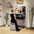 thumbnail image 3 of Tocador con Espejo FurnitureR con 2 Cajones y Luces LED 3 Modos Negro, 3 of 8