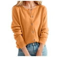 thumbnail image 2 of Wutalume Women's Solid Color Long Sleeve Mid Length Cardigan Top Jacket, Lightweight Open Front Layer, Versatile Cover Up for Indoor and Outdoor,Earthy Yellow L, 2 of 7