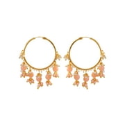 Crunchy Fashion Bollywood Stylish Traditional Indian Jewelry Meenakari Jhumka Earrings for Women (Golden Hoop with Peach Pearls)