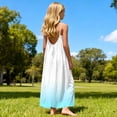 thumbnail image 4 of Yanlir Robe Longue Ample à Bretelles pour Filles, Mode Mignonne à Rayures Imprimées, Dos à Cordon, pour Enfants et Ados, Tenue Élégante de Fête, Tenue Décontractée Confortable (Bleu Clair#2, 7-8 Ans), 4 of 9