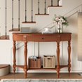 thumbnail image 2 of Accent Console Table with Semicircle Tabletop, Drawer & Shelf, Fluted Vintage Entryway Display Table, Sofa Table with Roman Legs, 2 of 10