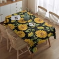thumbnail image 2 of Black Green Stem Sunflower Pattern Rectangle Tablecloth 60"x84",Waterproof Polyester Rectangle Table Cloth, Wipeable Spillproof Polyester Tablecloth for Dining, Camping, Indoor and Outdoor, 2 of 5