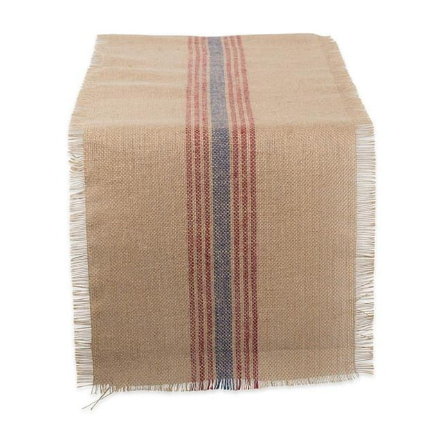 Design Imports CAMZ10551 14 x 72 Po Milieu Stripe Jute Table Coureur - Bleu Français & Rouge Grange